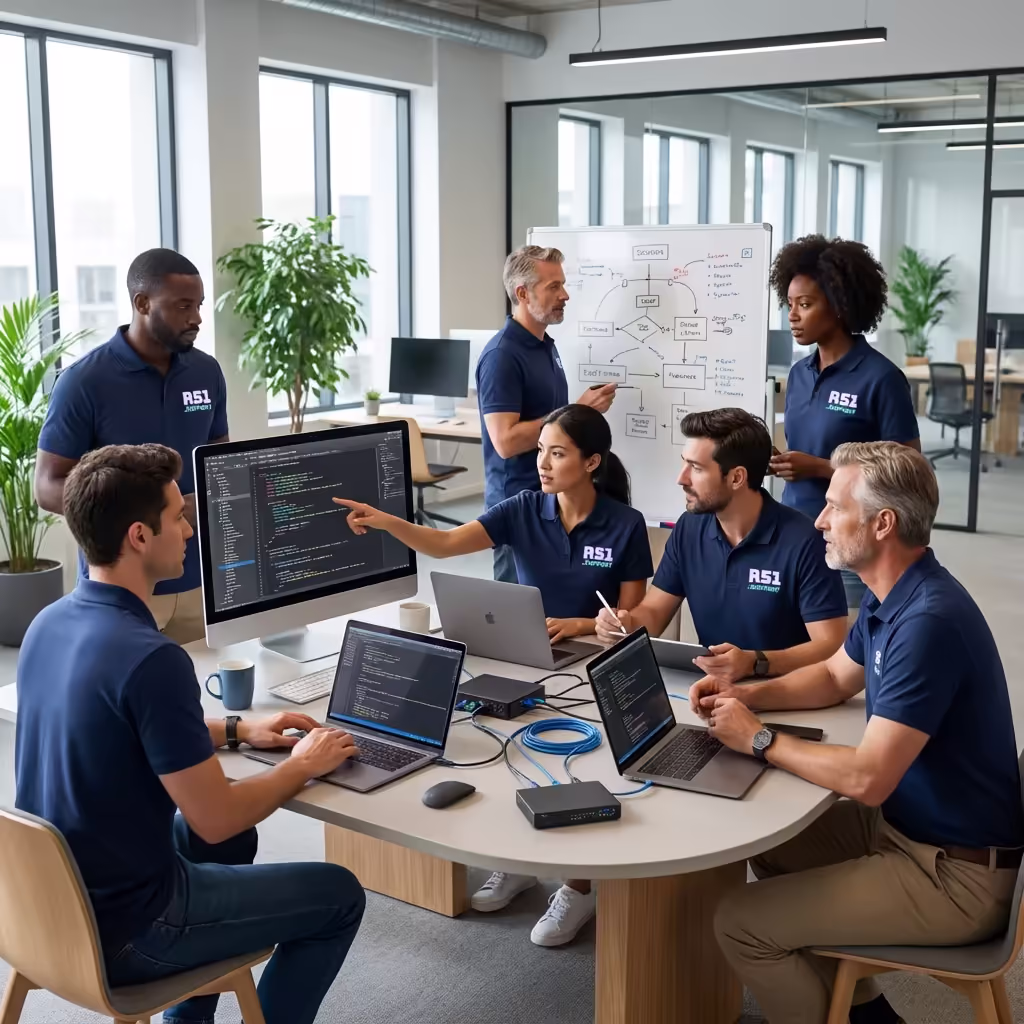 Technician working on computer
