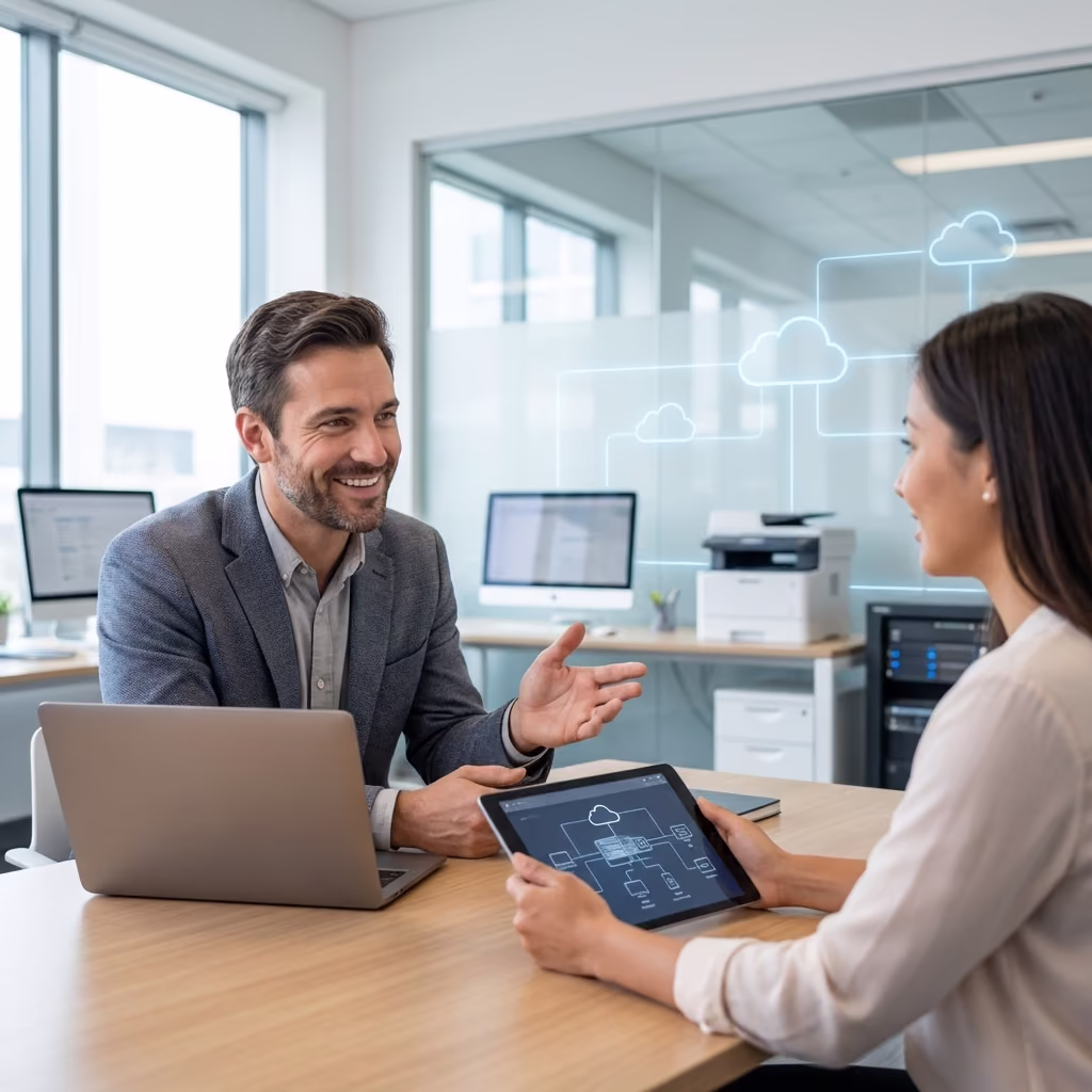 Technician working on computer