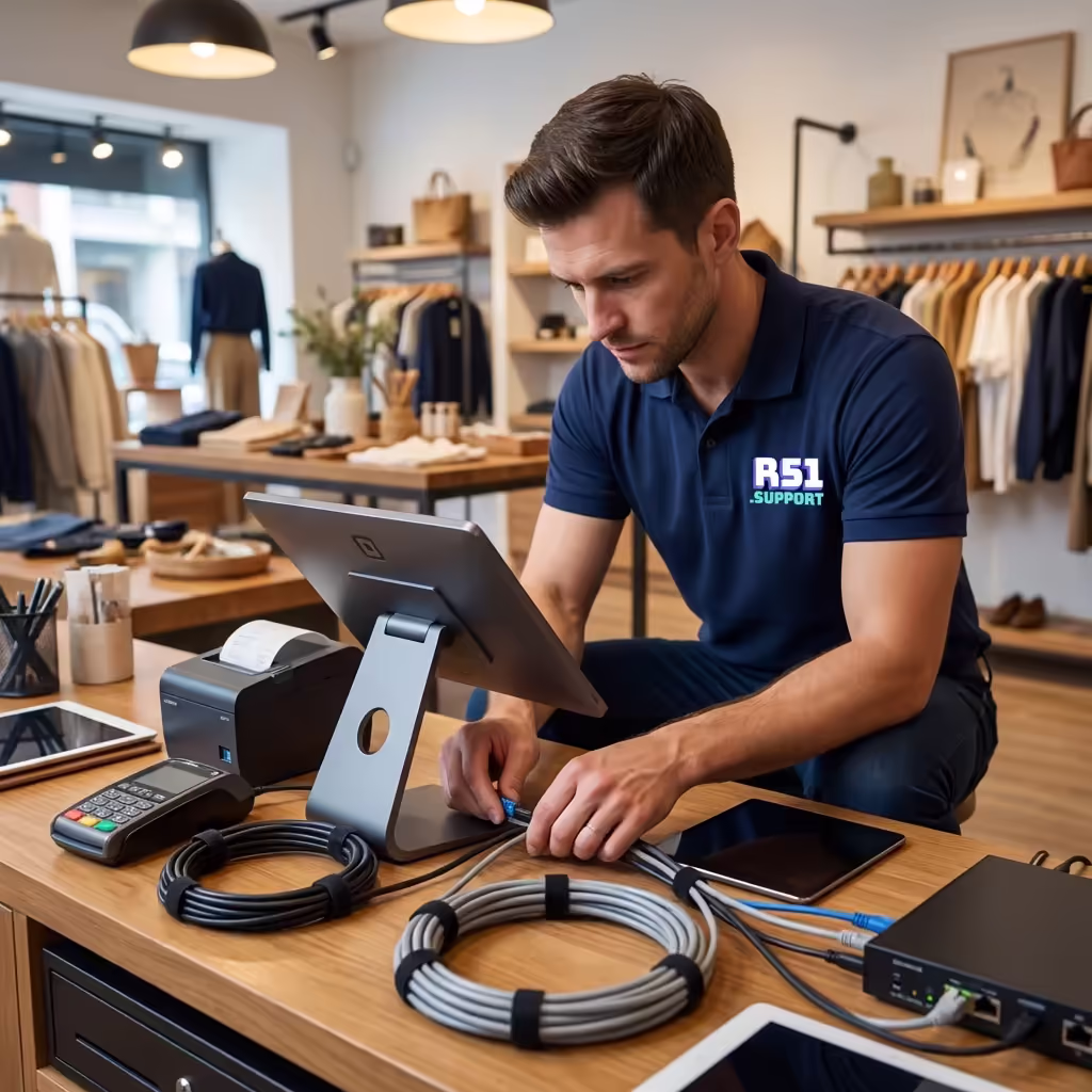 Technician working on computer