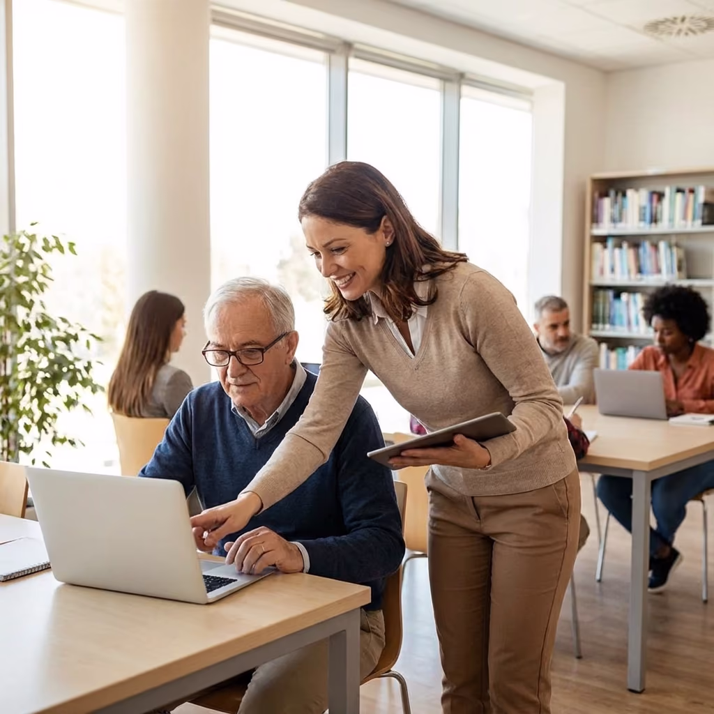 Technician working on computer